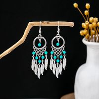 1 Pair Retro Geometric Beaded Plating Chain Alloy Drop Earrings sku image 15