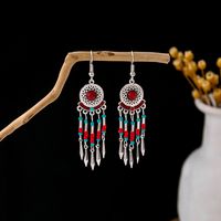 1 Pair Retro Geometric Beaded Plating Chain Alloy Drop Earrings sku image 17