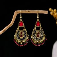 1 Pair Retro Geometric Beaded Plating Chain Alloy Drop Earrings sku image 24