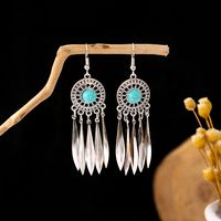 1 Pair Retro Geometric Beaded Plating Chain Alloy Drop Earrings sku image 38