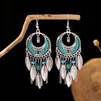 1 Pair Retro Geometric Beaded Plating Chain Alloy Drop Earrings sku image 35