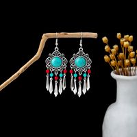 1 Pair Retro Geometric Beaded Plating Chain Alloy Drop Earrings sku image 42