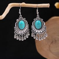 1 Pair Retro Geometric Beaded Plating Chain Alloy Drop Earrings sku image 46