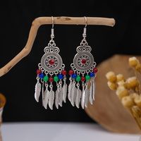 1 Pair Retro Geometric Beaded Plating Chain Alloy Drop Earrings sku image 67