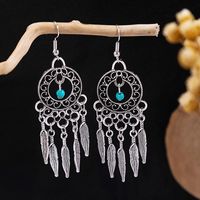 1 Pair Retro Geometric Beaded Plating Chain Alloy Drop Earrings sku image 69