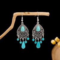 1 Pair Retro Geometric Beaded Plating Chain Alloy Drop Earrings sku image 81