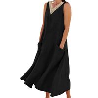 Women's Regular Dress Streetwear Scalloped Neckline Pocket Hollow Out Sleeveless Solid Color Maxi Long Dress Holiday Daily main image 3