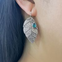 1 Pair Retro Bohemian Leaves Inlay Zinc Alloy Artificial Gemstones Ear Hook main image 5