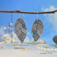 1 Pair Retro Bohemian Leaves Inlay Zinc Alloy Artificial Gemstones Ear Hook sku image 1