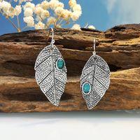 1 Pair Retro Bohemian Leaves Inlay Zinc Alloy Artificial Gemstones Ear Hook main image 6