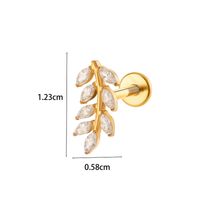 1 Piece Ear Cartilage Rings & Studs Simple Style Classic Style Leaves Chain Pure Titanium Inlay Zircon Ear Cartilage Rings & Studs sku image 10