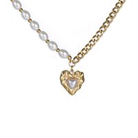 Edelstahl 304 18 Karat Vergoldet Retro XUPING Perlen Überzug Inlay Herzform Künstliche Perlen Halskette Mit Anhänger main image 5