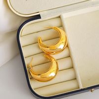 1 Pair IG Style Hip-Hop Simple Style C Shape Copper Copper 18K Gold Plated Ear Studs main image 6