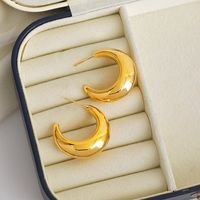 1 Pair IG Style Hip-Hop Simple Style C Shape Copper Copper 18K Gold Plated Ear Studs main image 7
