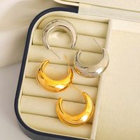 1 Pair IG Style Hip-Hop Simple Style C Shape Copper Copper 18K Gold Plated Ear Studs main image 5