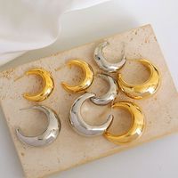 1 Pair IG Style Hip-Hop Simple Style C Shape Copper Copper 18K Gold Plated Ear Studs main image 3