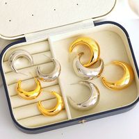 1 Pair IG Style Hip-Hop Simple Style C Shape Copper Copper 18K Gold Plated Ear Studs main image 1
