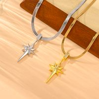 Titanium Steel 18K Gold Plated Simple Style Plating Inlay Hexagram Zircon Pendant Necklace main image 6