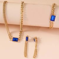 Elegant Vintage Style Lady Square Artificial Crystal Artificial Diamond Alloy Wholesale Jewelry Set main image 3