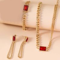 Elegant Vintage Style Lady Square Artificial Crystal Artificial Diamond Alloy Wholesale Jewelry Set main image 8