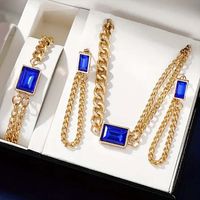 Elegant Vintage Style Lady Square Artificial Crystal Artificial Diamond Alloy Wholesale Jewelry Set main image 1