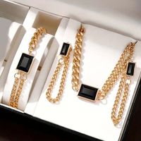Elegant Vintage Style Lady Square Artificial Crystal Artificial Diamond Alloy Wholesale Jewelry Set sku image 4