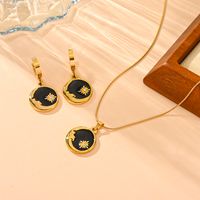 Titanium Steel Basic Modern Style Classic Style Inlay Hexagram Shell Earrings Necklace main image 6