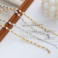 304 Stainless Steel Artificial Pearl Titanium Steel Elegant Lady Classic Style Geometric Necklace main image 1