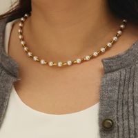 304 Stainless Steel Artificial Pearl Titanium Steel Elegant Lady Classic Style Geometric Necklace main image 5