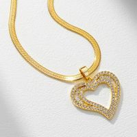 Kupfer Einfacher Stil Klassischer Stil Inlay Herzform Zirkon Halskette Mit Anhänger main image 3
