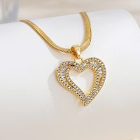 Copper Simple Style Classic Style Inlay Heart Shape Zircon Pendant Necklace main image 4