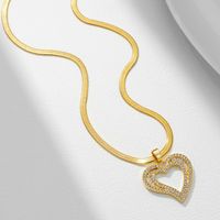 Copper Simple Style Classic Style Inlay Heart Shape Zircon Pendant Necklace main image 1