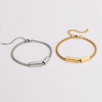 304 Stainless Steel 18K Gold Plated Basic Simple Style Commute Plating Geometric Rectangle Bracelets main image 4