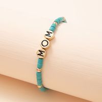 MAMA Simple Style Letter Leaves 201 Stainless Steel Alloy Agate Beaded Inlay Zircon Gold Plated Mother'S Day Women's Bracelets main image 1