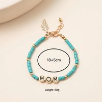 MAMA Simple Style Letter Leaves 201 Stainless Steel Alloy Agate Beaded Inlay Zircon Gold Plated Mother'S Day Women's Bracelets main image 2