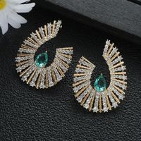 1 Pair Exaggerated Marine Style Beach Water Droplets Plating Inlay Copper Zircon White Gold Plated Gold Plated Ear Studs main image 3