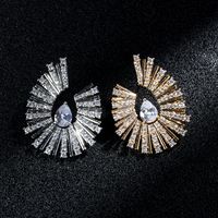 1 Pair Exaggerated Marine Style Beach Water Droplets Plating Inlay Copper Zircon White Gold Plated Gold Plated Ear Studs main image 7