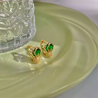 1 Pair Lady Sweet Pastoral Vegetable Plating Inlay Copper Artificial Crystal Zircon Gold Plated Hoop Earrings main image 5