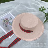 Women's Pastoral Simple Style Solid Color Bowknot Big Eaves Straw Hat sku image 18