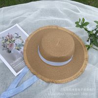 Women's Pastoral Simple Style Solid Color Bowknot Big Eaves Straw Hat sku image 11