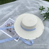 Women's Pastoral Simple Style Solid Color Bowknot Big Eaves Straw Hat sku image 13