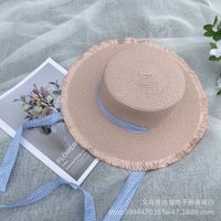 Women's Pastoral Simple Style Solid Color Bowknot Big Eaves Straw Hat sku image 14