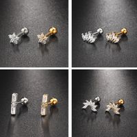 1 Pièce Style IG Élégant Style Moderne Géométrique Fleur Incruster Acier Inoxydable 304 Le Cuivre Zircon Plaqué Or 18K Boucles D'Oreilles Boucles D'oreilles Cartilage main image 9