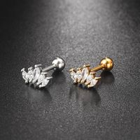 1 Piece IG Style Elegant Modern Style Geometric Flower Inlay 304 Stainless Steel Copper Zircon 18K Gold Plated Ear Studs Cartilage Earrings main image 4