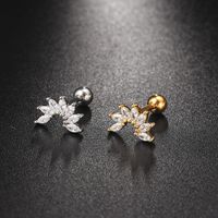 1 Piece IG Style Elegant Modern Style Geometric Flower Inlay 304 Stainless Steel Copper Zircon 18K Gold Plated Ear Studs Cartilage Earrings main image 6
