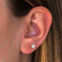 1 Piece IG Style Elegant Modern Style Geometric Flower Inlay 304 Stainless Steel Copper Zircon 18K Gold Plated Ear Studs Cartilage Earrings main image 7