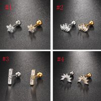 1 Pieza Estilo IG Elegante Estilo Moderno Geométrico Flor Embutido Acero Inoxidable 304 Cobre Circón Chapados en oro de 18k Pendientes Pendientes De Cartílago main image 8