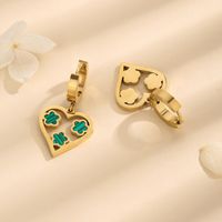 1 Pair Sweet Shiny Heart Shape Flower Hollow Out Inlay Titanium Steel Acrylic 18K Gold Plated Drop Earrings main image 3