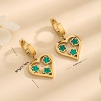 1 Pair Sweet Shiny Heart Shape Flower Hollow Out Inlay Titanium Steel Acrylic 18K Gold Plated Drop Earrings main image 2