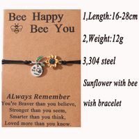 Süß Süss Sonnenblume Biene Edelstahl 304 CCB Legierung Emaille Carving Muttertag Frau Kordelzug Armbänder main image 2